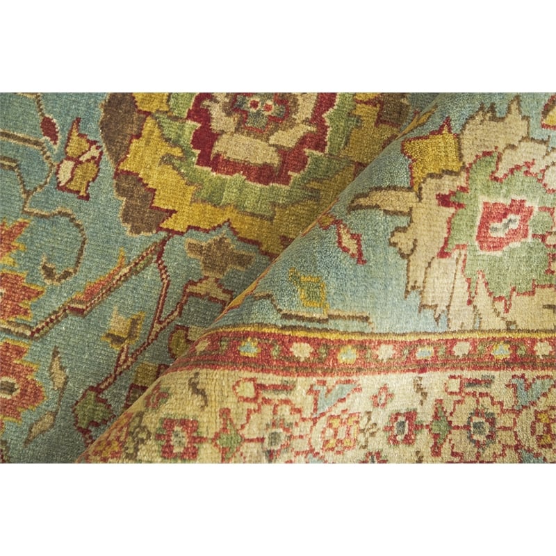 Antique Weave Serapi Hand-Knotted Wool Light Blue/Ivory 9'x12' Area Rug