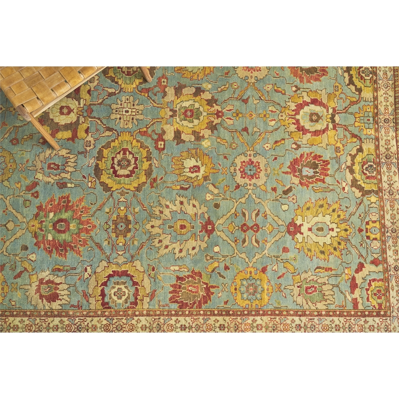 Antique Weave Serapi Hand-Knotted Wool Light Blue/Ivory 9'x12' Area Rug
