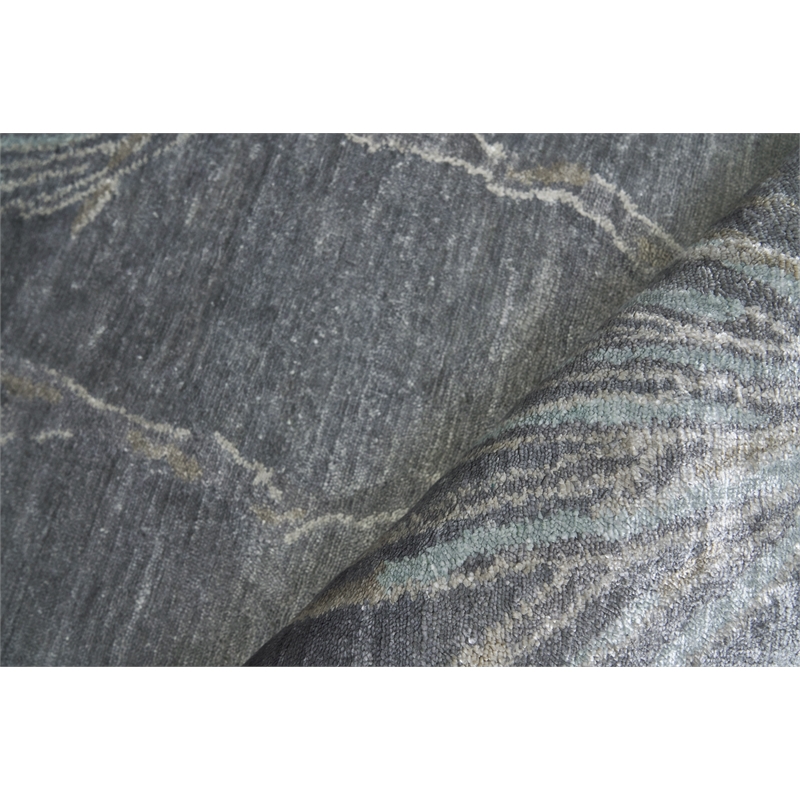 Antique'D Silk Hand-Knotted Bamboo Silk Dark Gray/Gray 8'x10' Area Rug