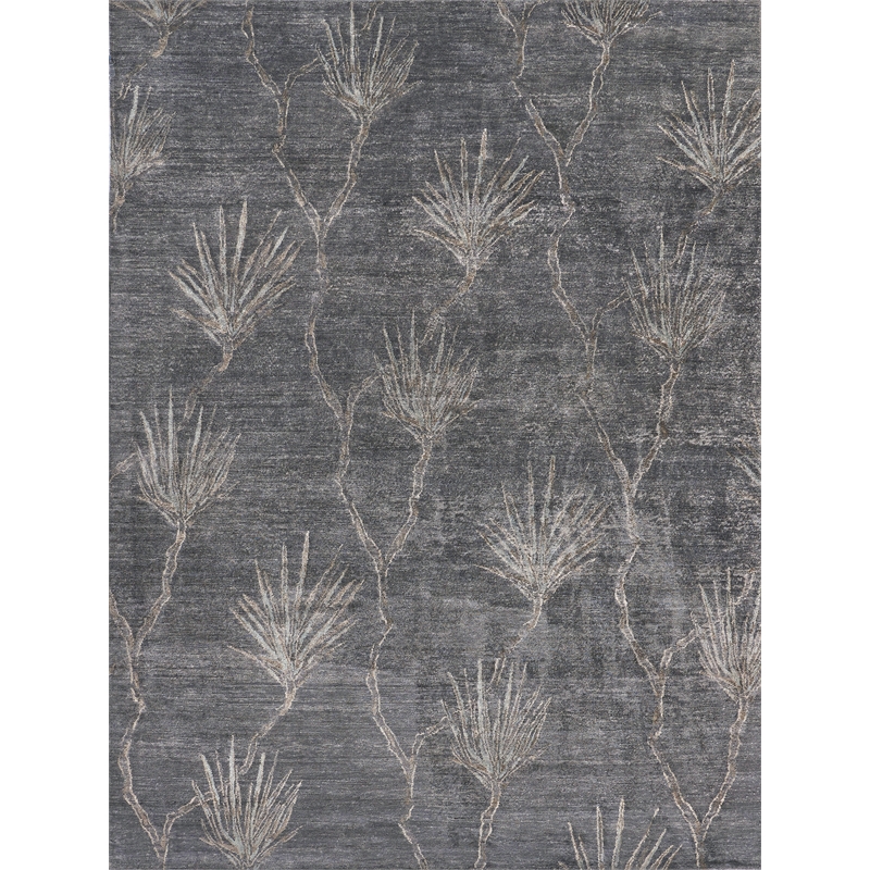 Antique'D Silk Hand-Knotted Bamboo Silk Dark Gray/Gray 8'x10' Area Rug