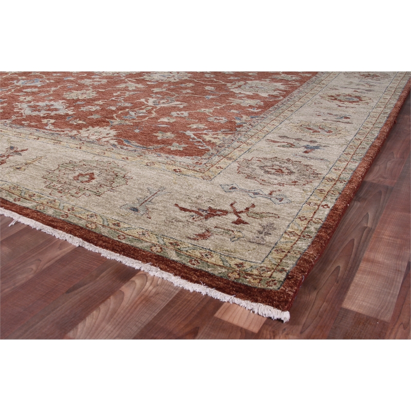 Antique Weave Ziegler Hand-Knotted New Zealand Wool Brick/Beige 14'x18' Area Rug