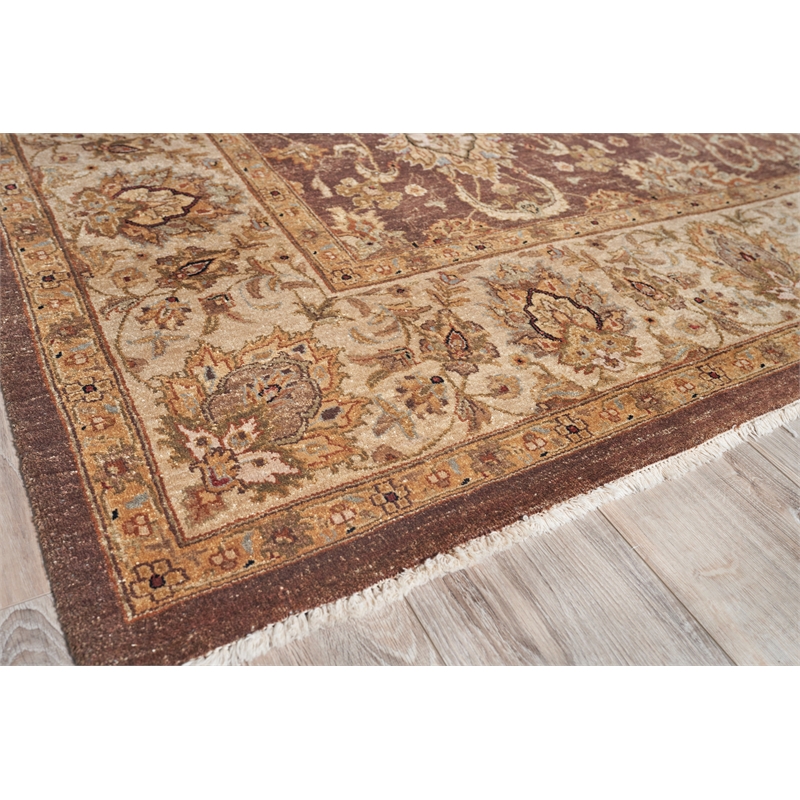 Antique Weave Ziegler Hand-Knotted New Zealand Wool Brown/Ivory 9'x10' Area Rug