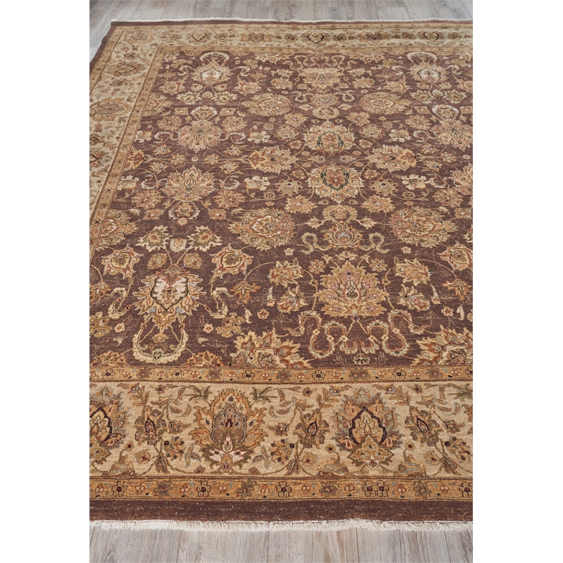 Antique Weave Ziegler Hand-Knotted New Zealand Wool Brown/Ivory 9'x10' Area Rug