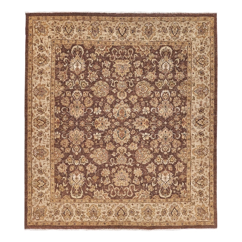 Antique Weave Ziegler Hand-Knotted New Zealand Wool Brown/Ivory 9'x10' Area Rug