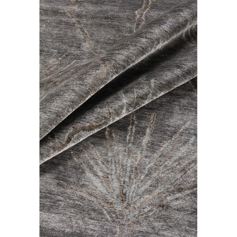 Antique'D Silk Hand-Knotted Bamboo Silk Dark Gray/Gray 10'x14' Area Rug