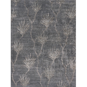 Antique'D Silk Hand-Knotted Bamboo Silk Dark Gray/Gray 10'x14' Area Rug