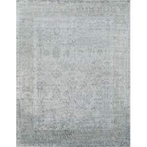 Antique'D Silk Hand-Knotted Bamboo Silk Aqua 8'x10' Area Rug