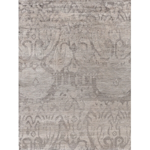 Antique'D Silk Hand-Knotted Bamboo Silk Silver 12'x15' Area Rug