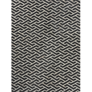 Berlin Hand-Tufted Leather/Viscose Charcoal/Ivory 5'x8' Area Rug