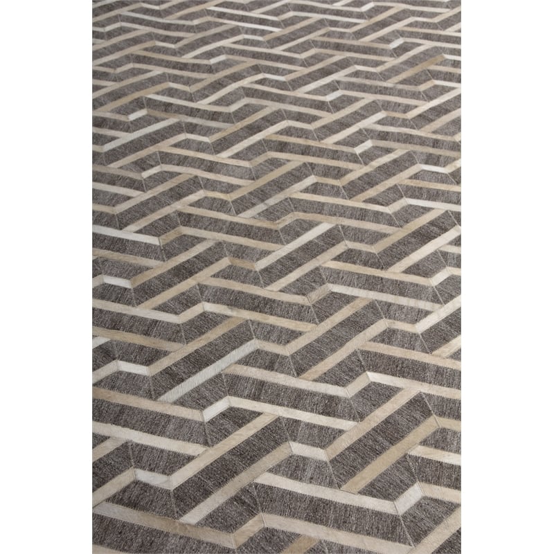 Berlin Hand-Tufted Leather/Viscose Beige/Ivory 5'x8' Area Rug