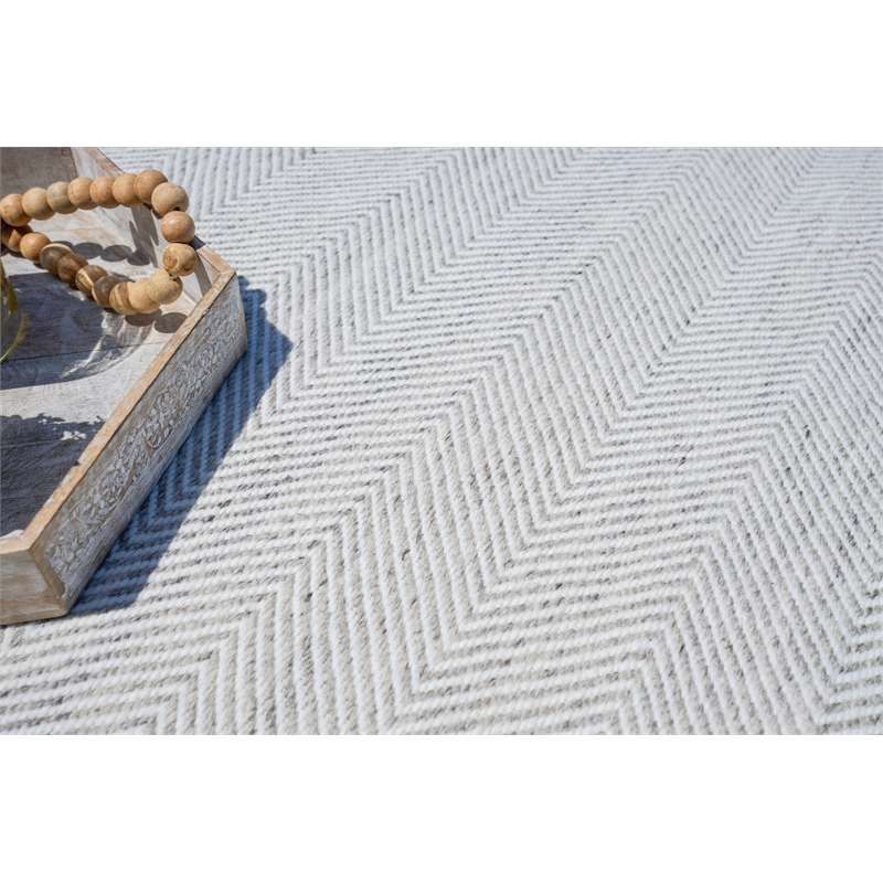 Bintan Flatweave Pet Ivory/Silver 5'x8' Area Rug