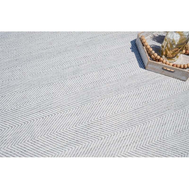 Bintan Flatweave Pet Ivory/Silver 5'x8' Area Rug