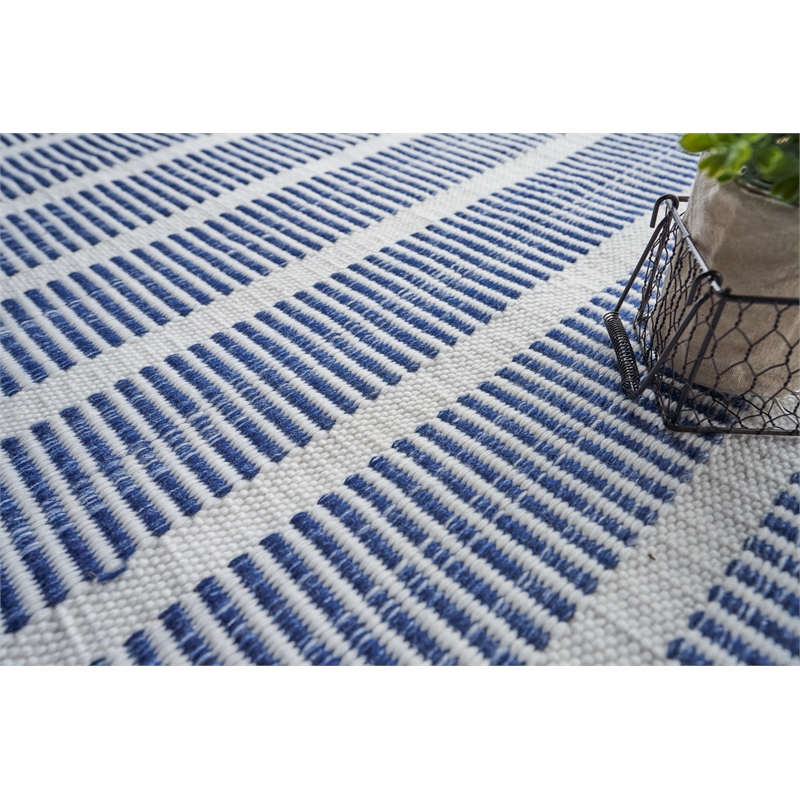 Boca Flatweave Pet Ivory/Blue 2'x3' Area Rug