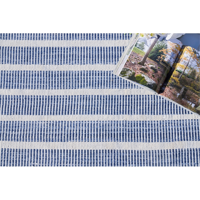 Boca Flatweave Pet Ivory/Blue 2'x3' Area Rug