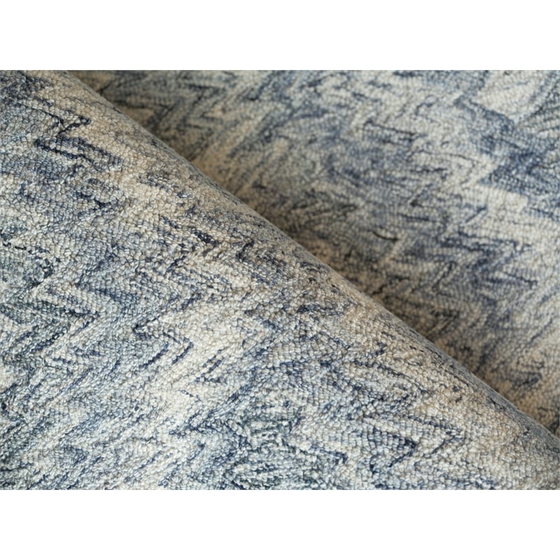 Bargello Hand-Tufted New Zealand Wool Light Blue 4'x6' Area Rug