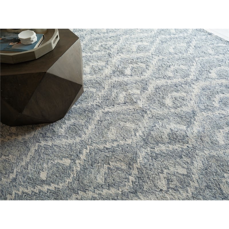 Bargello Hand-Tufted New Zealand Wool Light Blue 4'x6' Area Rug