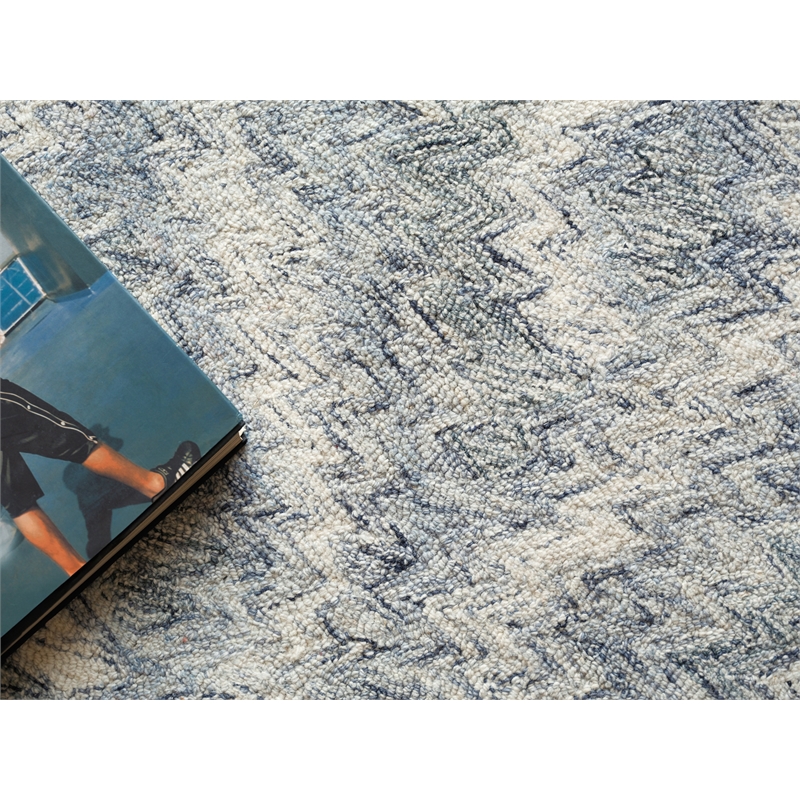 Bargello Hand-Tufted New Zealand Wool Light Blue 4'x6' Area Rug