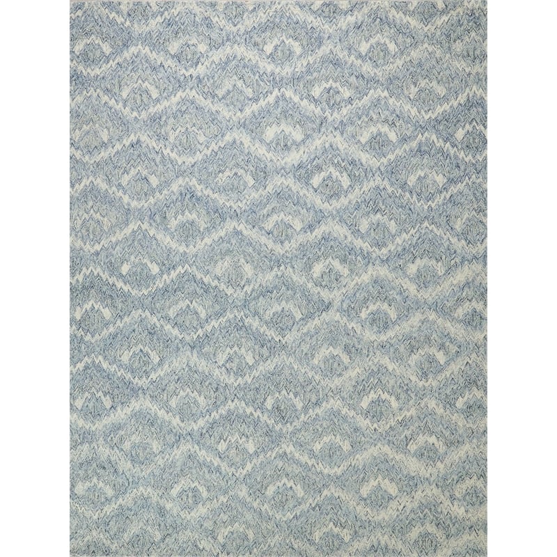 Bargello Hand-Tufted New Zealand Wool Light Blue 4'x6' Area Rug