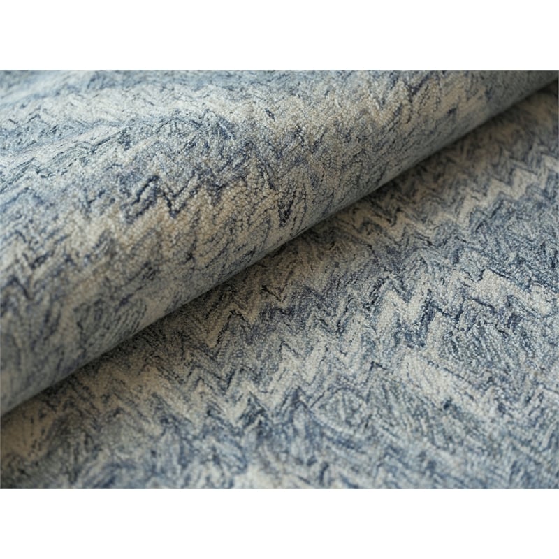 Bargello Hand-Tufted New Zealand Wool Light Blue 9'x12' Area Rug