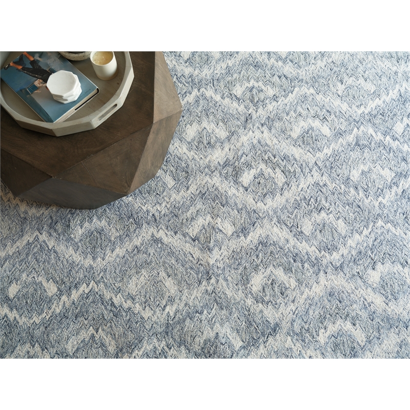Bargello Hand-Tufted New Zealand Wool Light Blue 9'x12' Area Rug