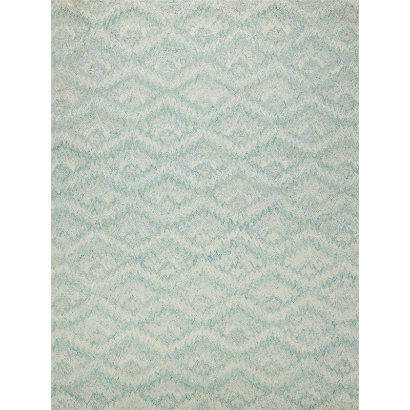 Bargello Hand-Tufted New Zealand Wool Turquoise 10'x14' Area Rug