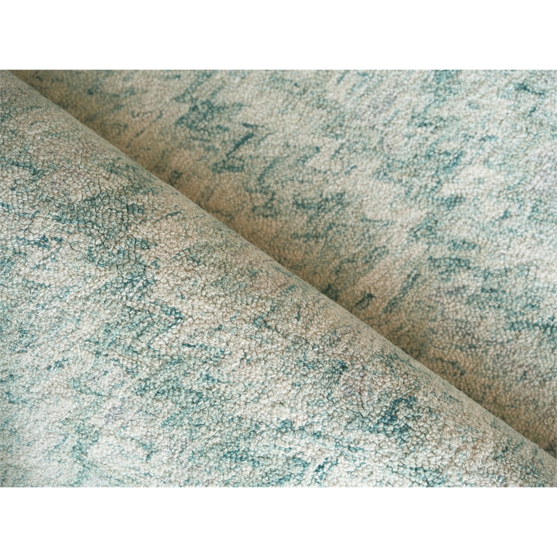 Bargello Hand-Tufted New Zealand Wool Turquoise 12'x15' Area Rug