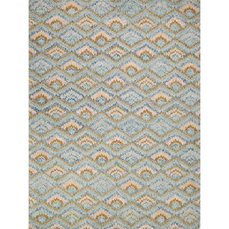 Bargello Hand-Tufted New Zealand Wool Light Blue/Multi 4'x6' Area Rug