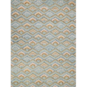 Bargello Hand-Tufted New Zealand Wool Light Blue/Multi 5'x8' Area Rug
