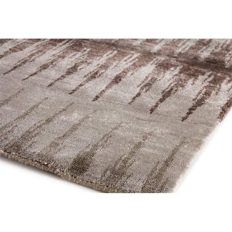 Bamboo Silk Hand-Knotted Bamboo Silk Brown/Gray 6'x9' Area Rug