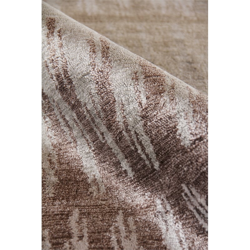 Bamboo Silk Hand-Knotted Bamboo Silk Brown/Gray 6'x9' Area Rug