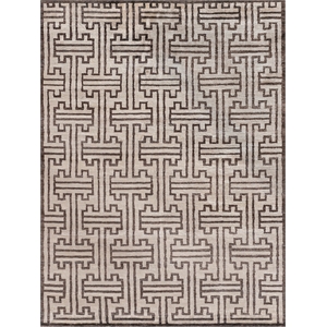 Bamboo Silk Hand-Knotted Bamboo Silk Ivory/Brown 6'x9' Area Rug