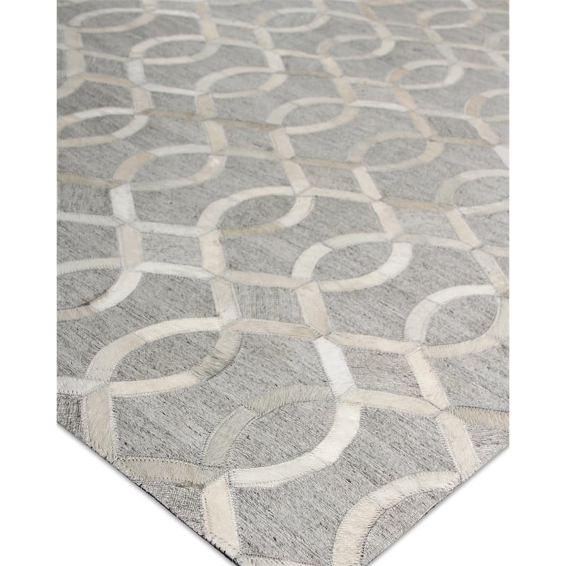Berlin Hand-Tufted Leather/Viscose Silver/Ivory 8'x10' Area Rug