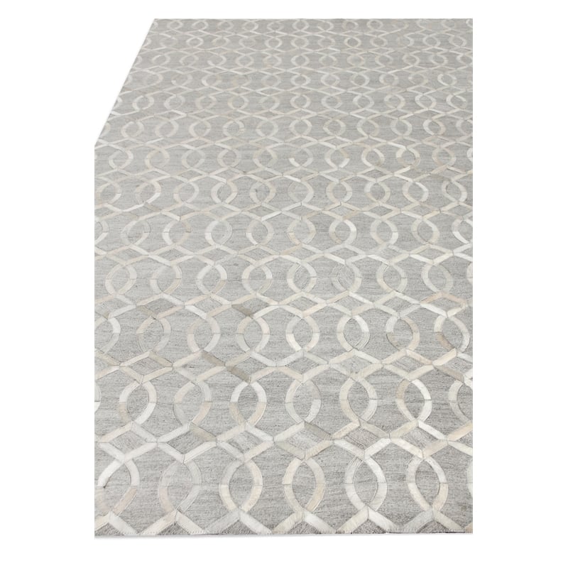Berlin Hand-Tufted Leather/Viscose Silver/Ivory 8'x10' Area Rug