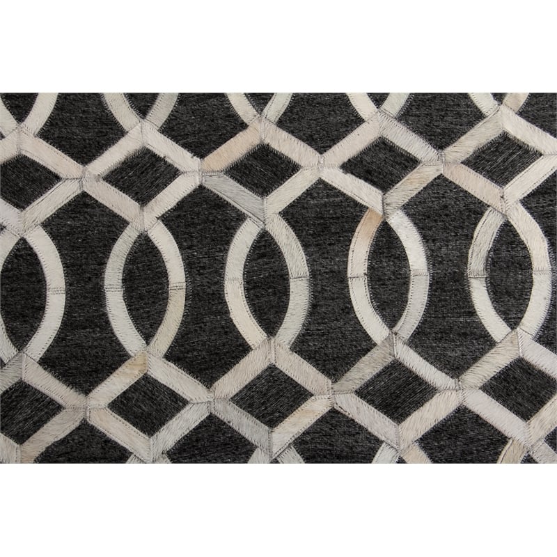Berlin Hand-Tufted Leather/Viscose Charcoal/Ivory 11'6
