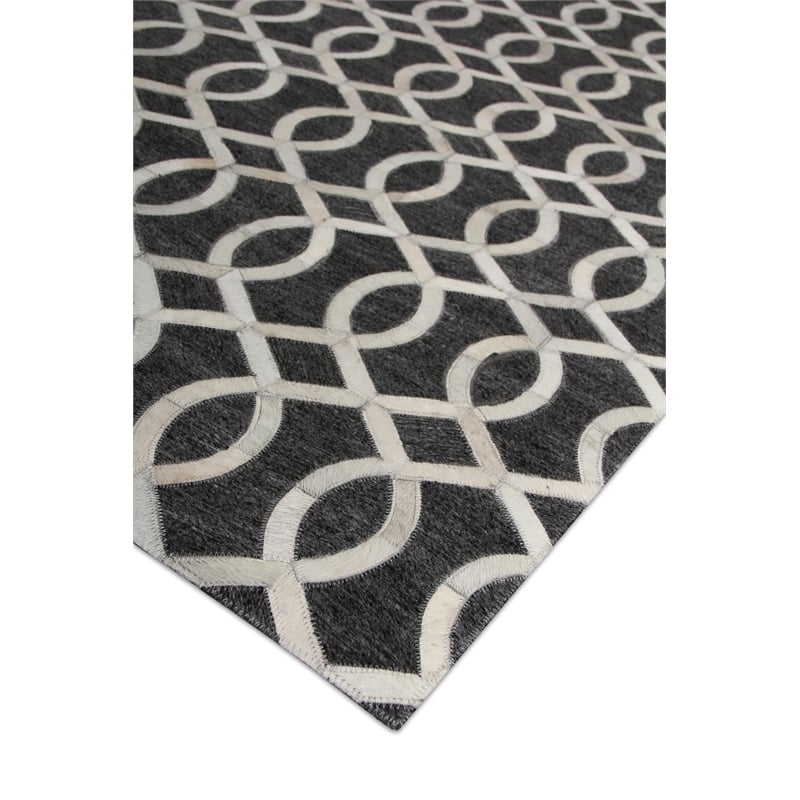Berlin Hand-Tufted Leather/Viscose Charcoal/Ivory 9'6