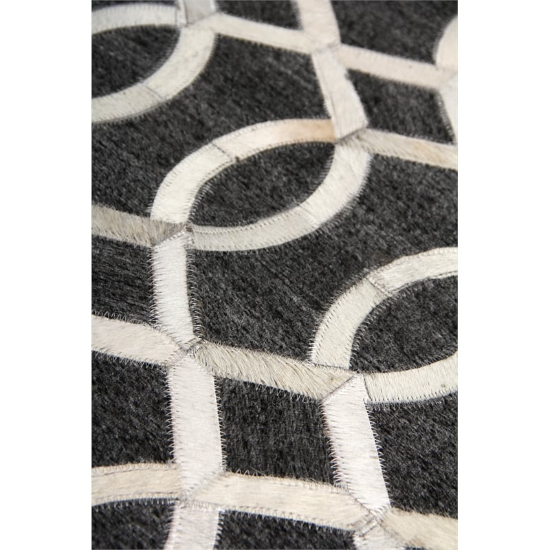 Berlin Hand-Tufted Leather/Viscose Charcoal/Ivory 9'6
