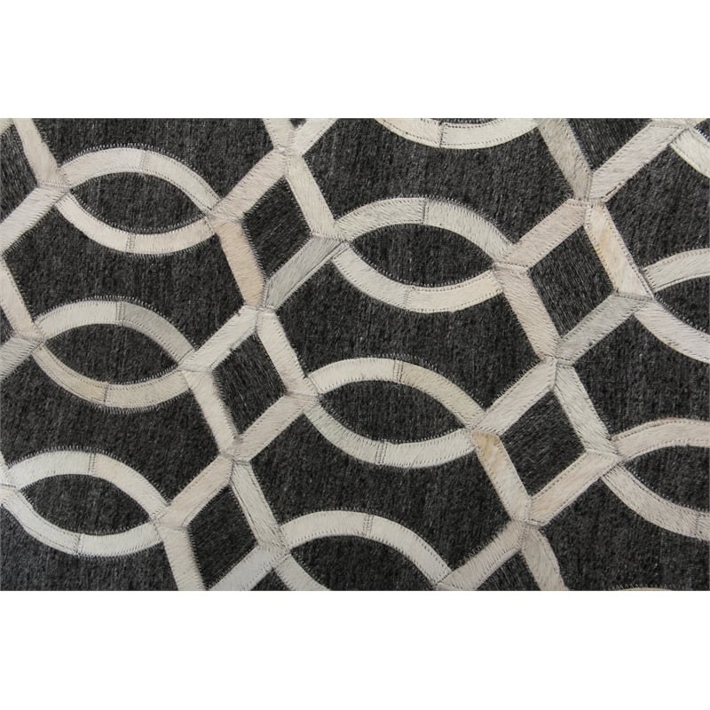 Berlin Hand-Tufted Leather/Viscose Charcoal/Ivory 9'6