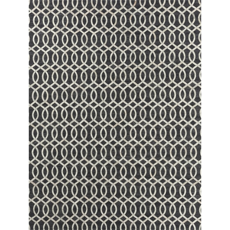 Berlin Hand-Tufted Leather/Viscose Charcoal/Ivory 9'6