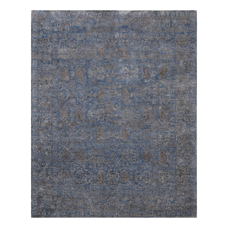Beverly Hand-Knotted Wool/Bamboo Silk Blue 9'x12' Area Rug