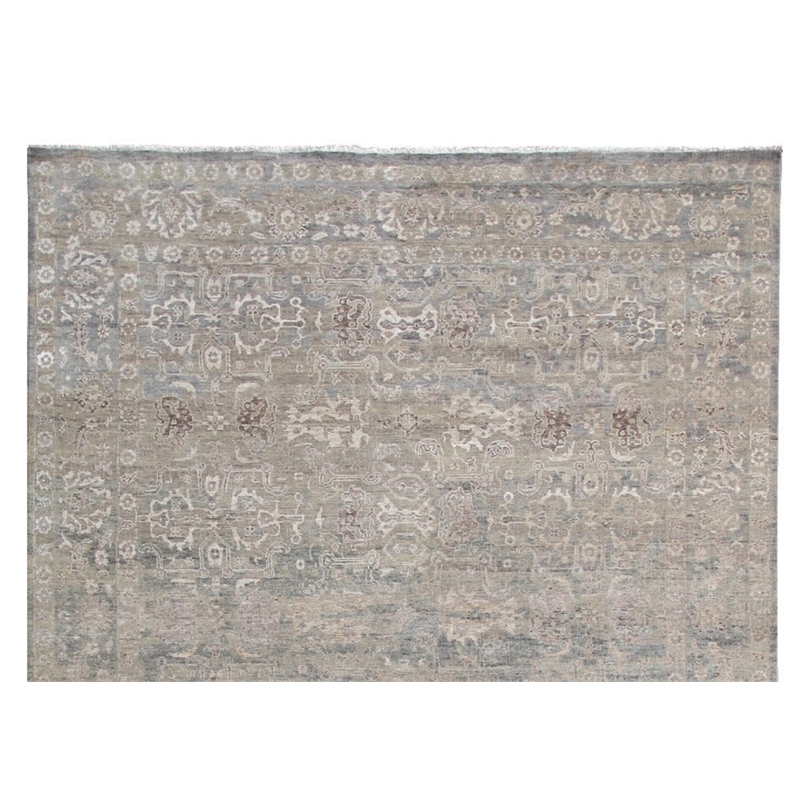 Beverly Hand-Knotted Wool/Bamboo Silk Light Blue 8'x10' Area Rug