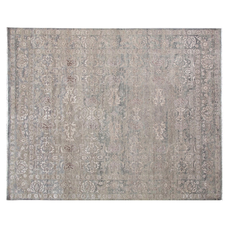 Beverly Hand-Knotted Wool/Bamboo Silk Light Blue 8'x10' Area Rug