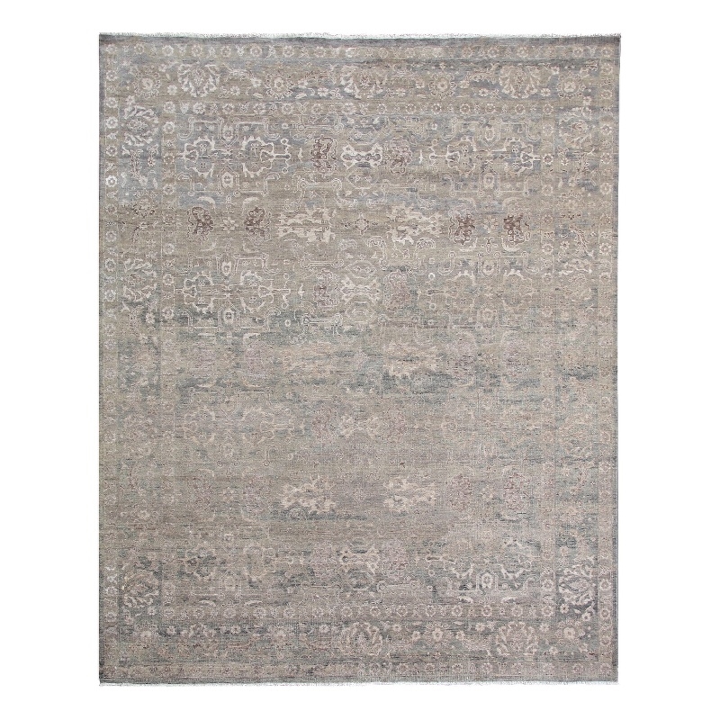 Beverly Hand-Knotted Wool/Bamboo Silk Light Blue 8'x10' Area Rug