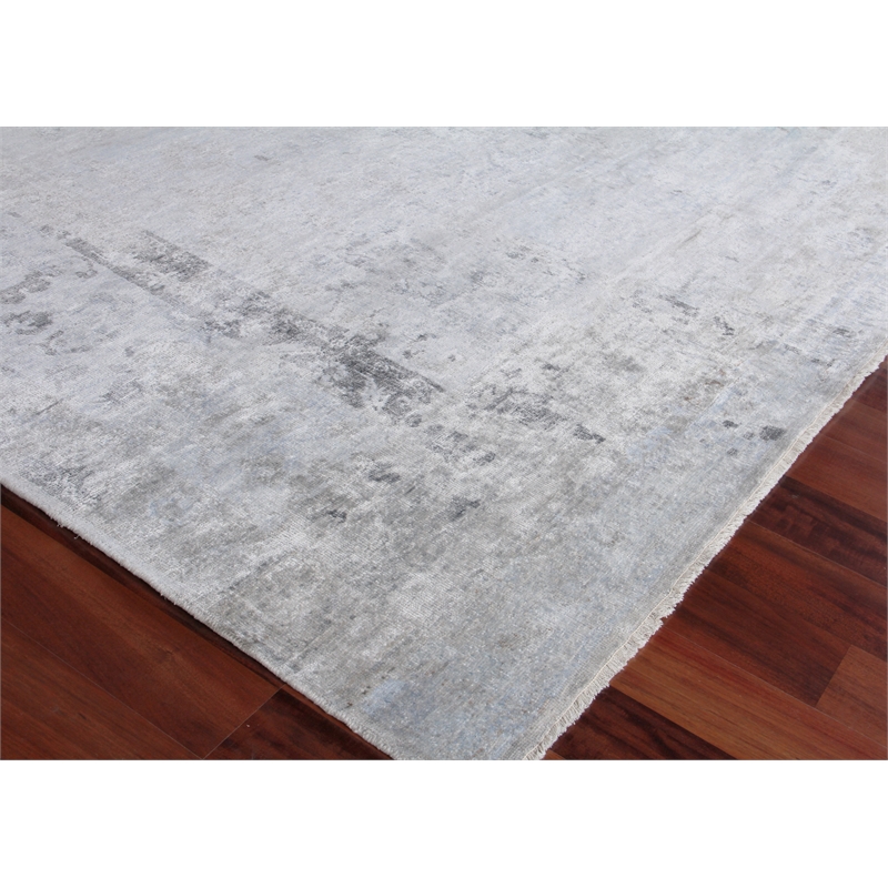 Beverly Hand-Knotted Wool/Bamboo Silk Gray 6'x9' Area Rug