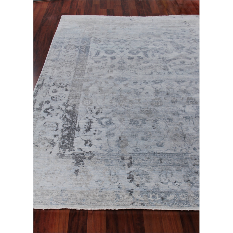 Beverly Hand-Knotted Wool/Bamboo Silk Gray 6'x9' Area Rug