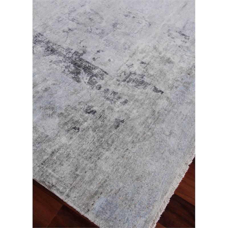 Beverly Hand-Knotted Wool/Bamboo Silk Gray 6'x9' Area Rug