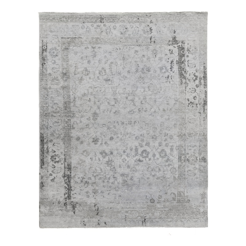 Beverly Hand-Knotted Wool/Bamboo Silk Gray 6'x9' Area Rug