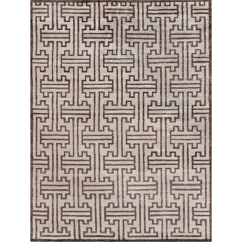 Bamboo Silk Hand-Knotted Bamboo Silk Ivory/Brown 8'6