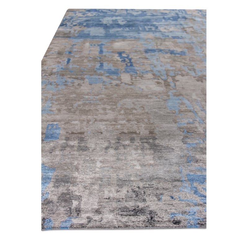 Bamboo Silk Hand-Knotted Bamboo Silk Blue/Gray 8'x21'6