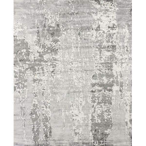 Bamboo Silk Hand-Knotted Bamboo Silk Gray/Silver 3'x14' Area Rug