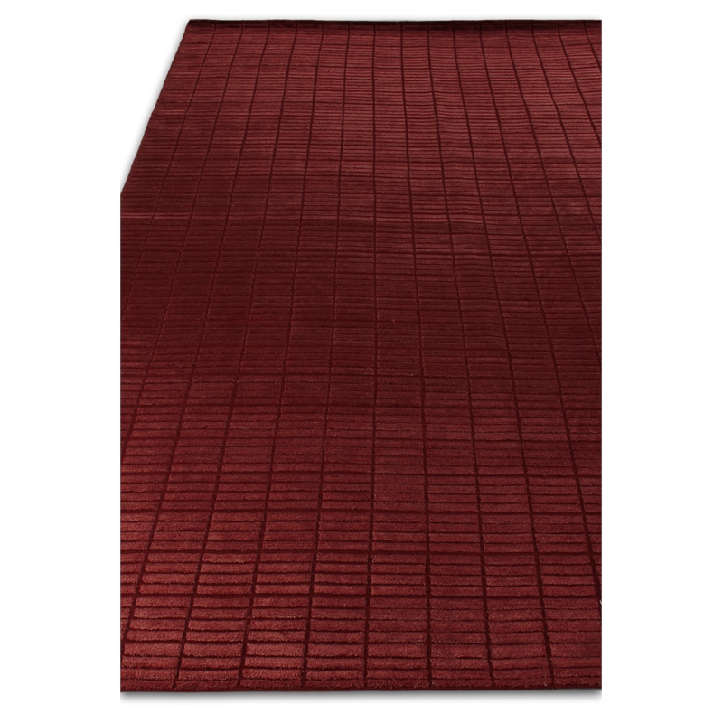 Blocks Handloomed Viscose Red 9'x11' Area Rug